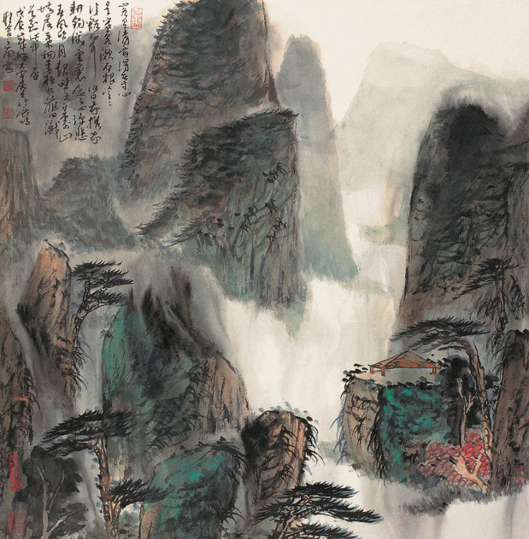 当代画家郑力山水绘画艺术作品