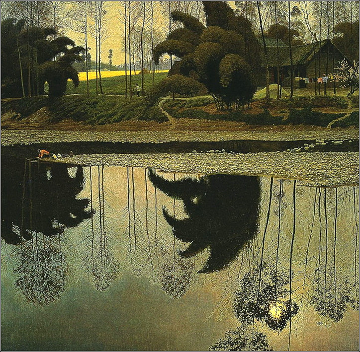 山水幽悠如诗如画的绘画作品