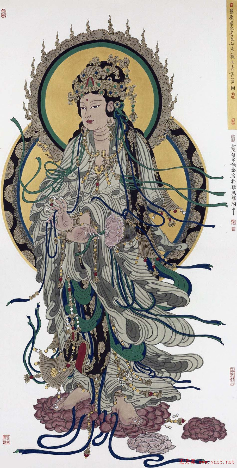 当代女画家胡宁娜佛教观世音工笔画