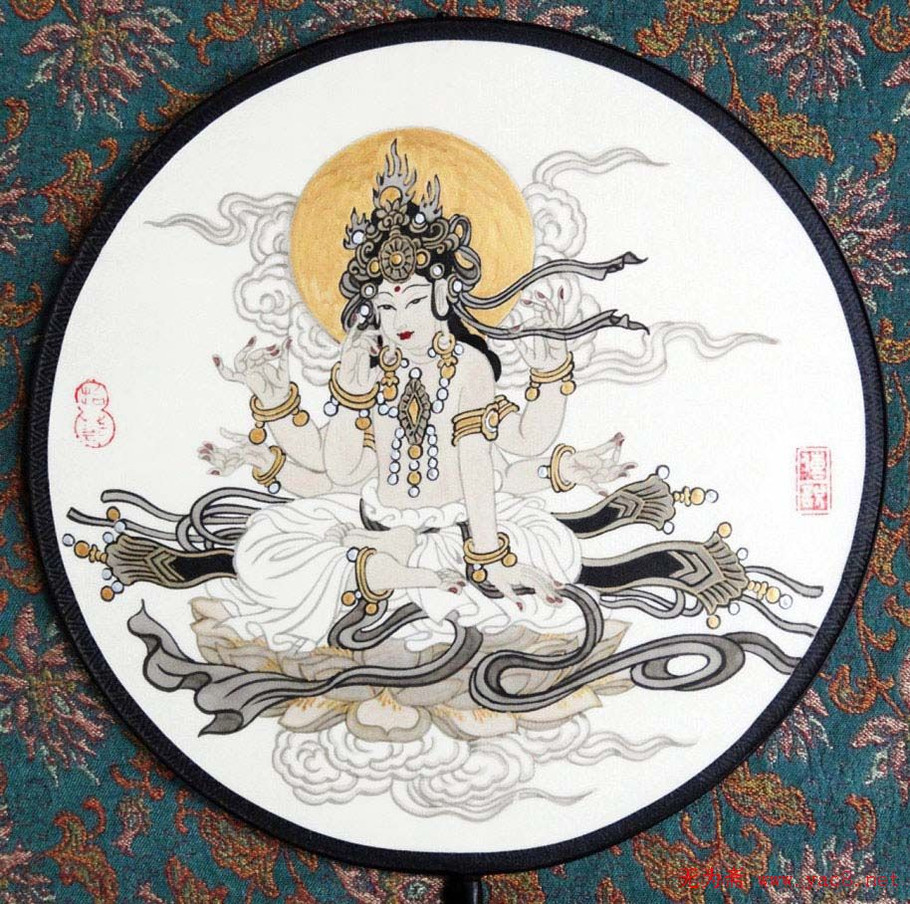 当代女画家胡宁娜佛教观世音工笔画