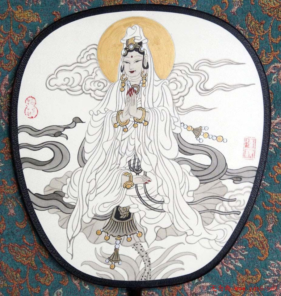 当代女画家胡宁娜佛教观世音工笔画