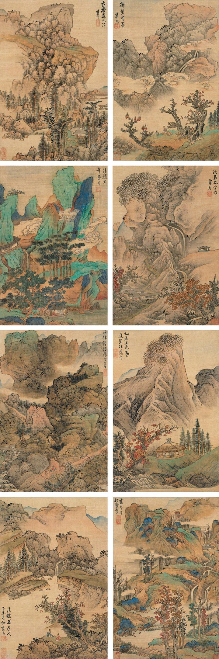 清代画家蓝孟山水绘画艺术作品