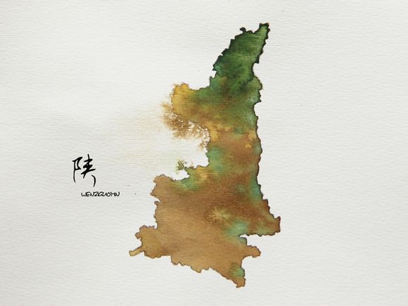 水墨中国各省份政区图水墨绘画