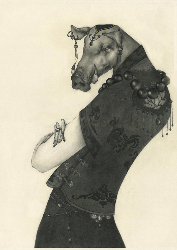 美国纽约lu ke的中国十二生肖美女插画