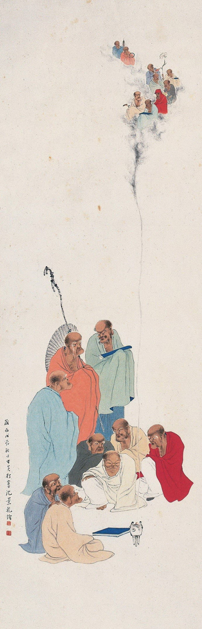 清末画家沈景乾佛像主题绘画艺术作品