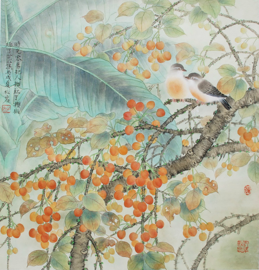 女画家赵松岩工笔花鸟画艺术作品（一）