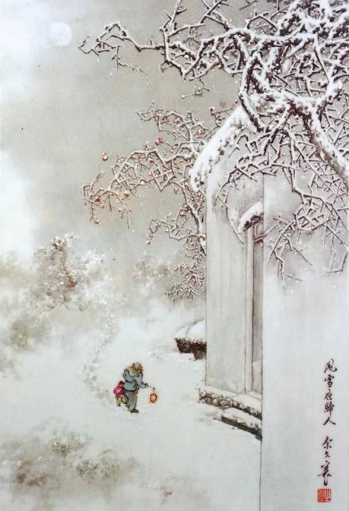 千山瑞雪主题创意瓷板画艺术