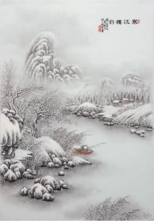 千山瑞雪主题创意瓷板画艺术