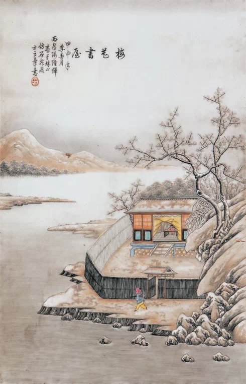 千山瑞雪主题创意瓷板画艺术