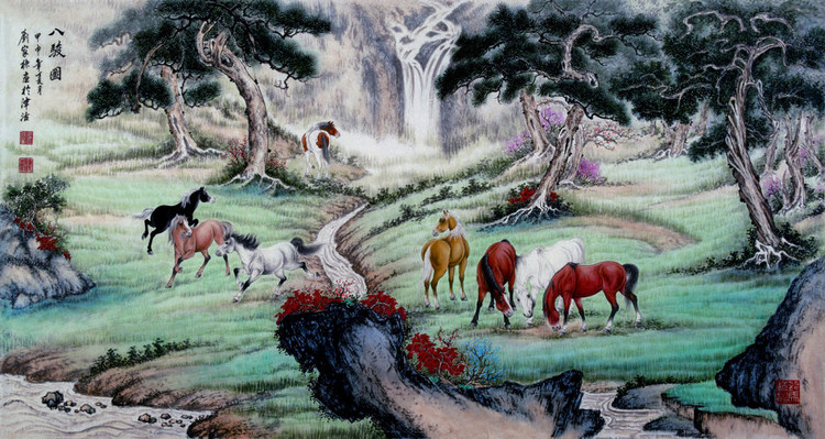 当代画家刘家栋宫廷马绘画作品（一）