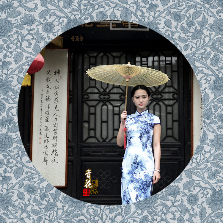 青花别院美女旗袍古风摄影艺术