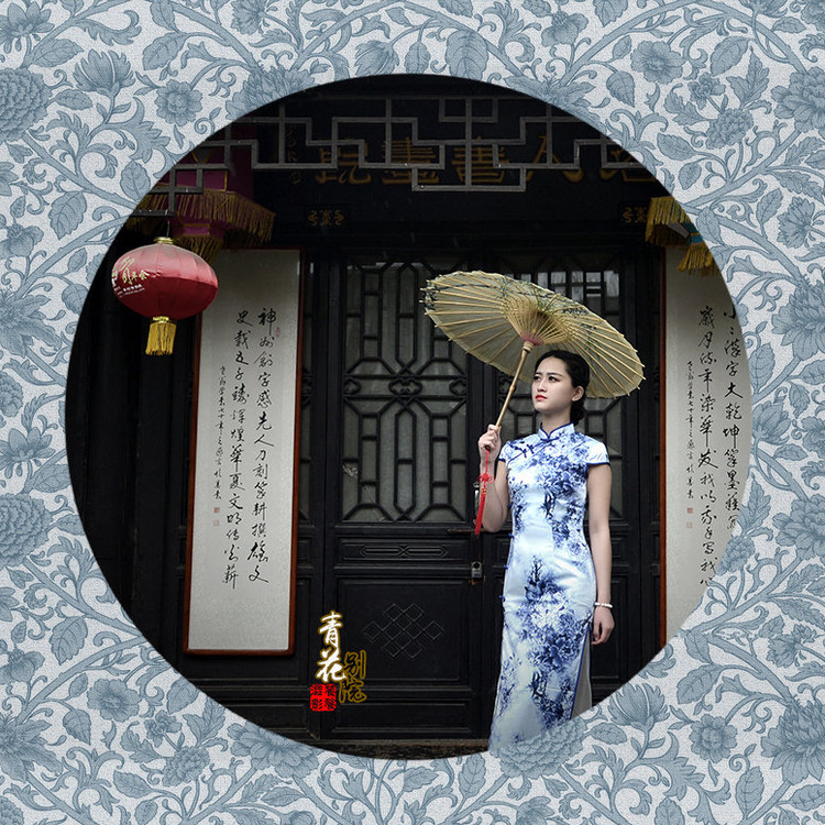 青花别院美女旗袍古风摄影艺术