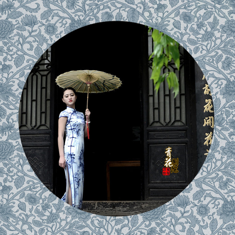 青花别院美女旗袍古风摄影艺术