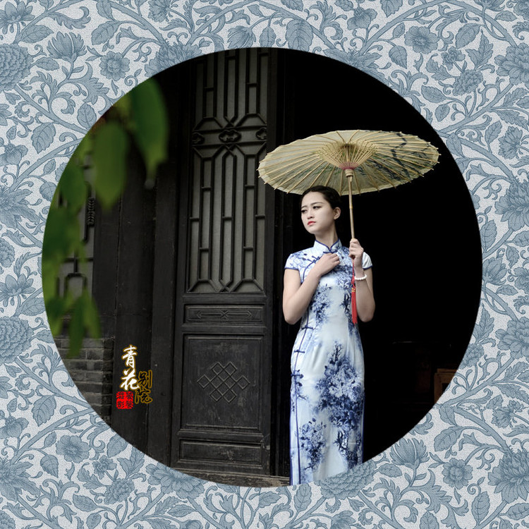 青花别院美女旗袍古风摄影艺术