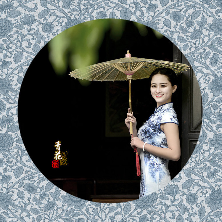 青花别院美女旗袍古风摄影艺术