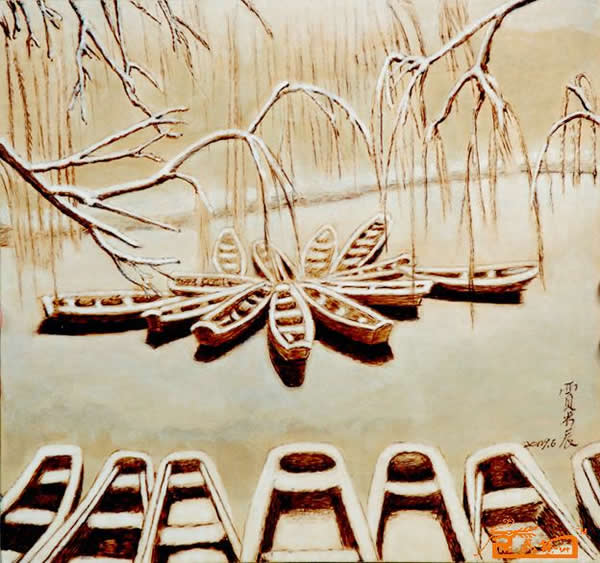 贾书辰的精美烙画艺术作品