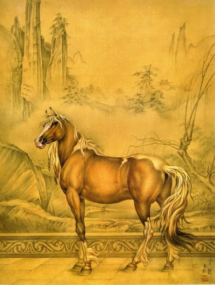 精美的工笔画--乾隆八骏图