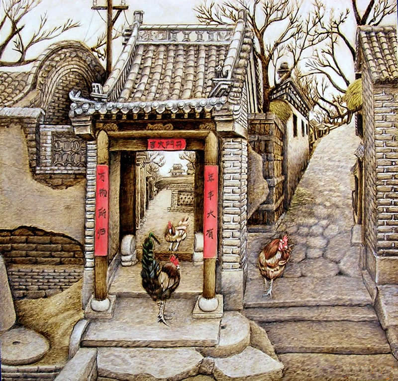 贾书辰的精美烙画艺术作品