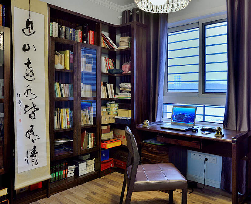 清新雅致中式书柜效果图