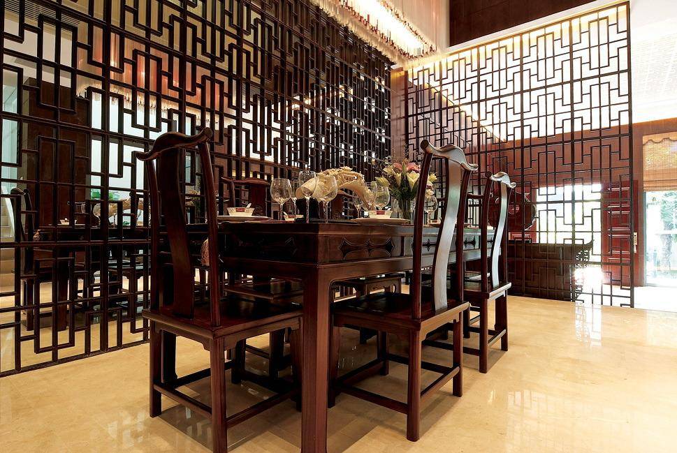 现代简约新中式风格四居室餐厅餐桌特效图